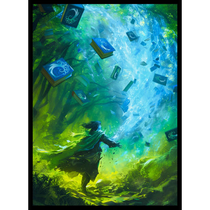 100ct Matte Card Art Sleeves (Blue/Green Wizard)